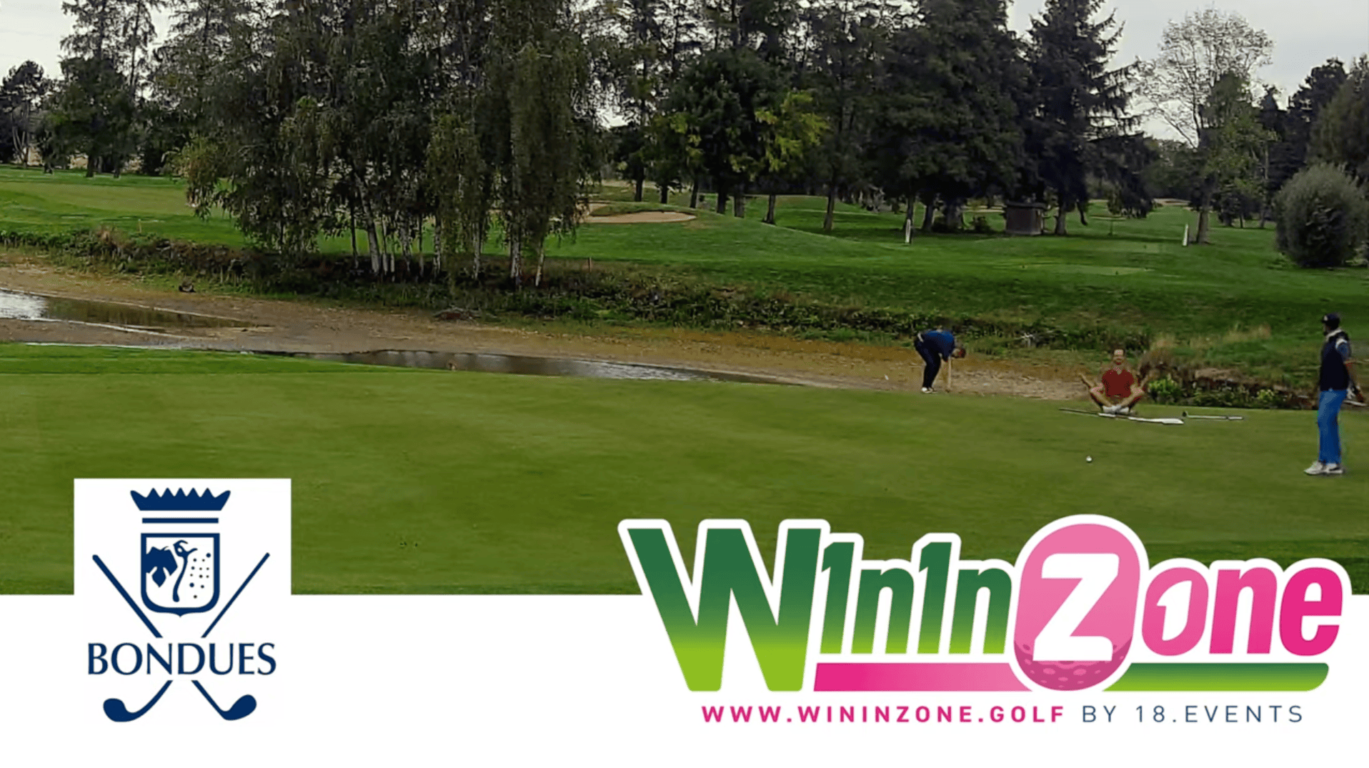 Joueur qui célèbre son WininZone devant la caméra au golf de Bondues